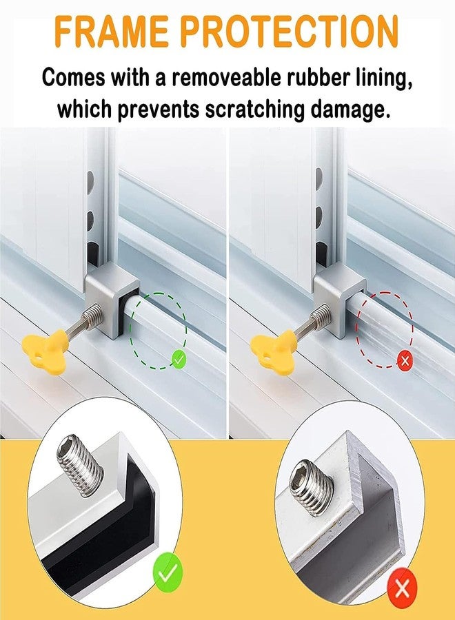 Ncry أقفال نوافذ Ncry المنزلقة الأمنية مع مفتاح، قضبان أمان للنوافذ للأبواب المنزلقة الرأسية والأفقية، أقفال أمان قابلة للتعديل لغرف نوم الأطفال والمكاتب (4 قطع من الأقفال) - Image 4